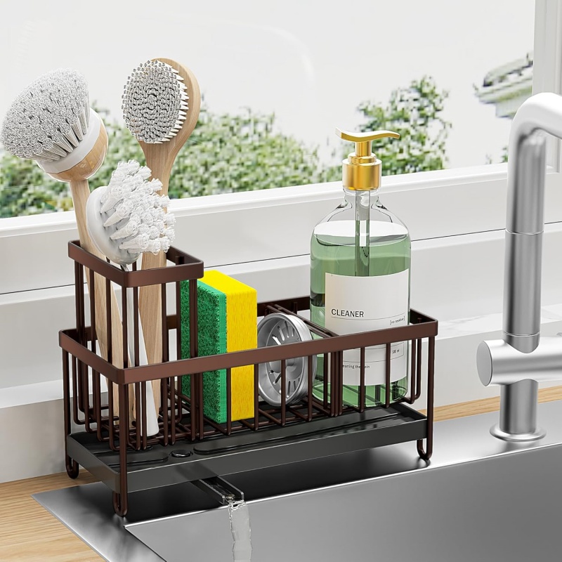 SINKLY Brown Sponge Holder for Kitchen Sink