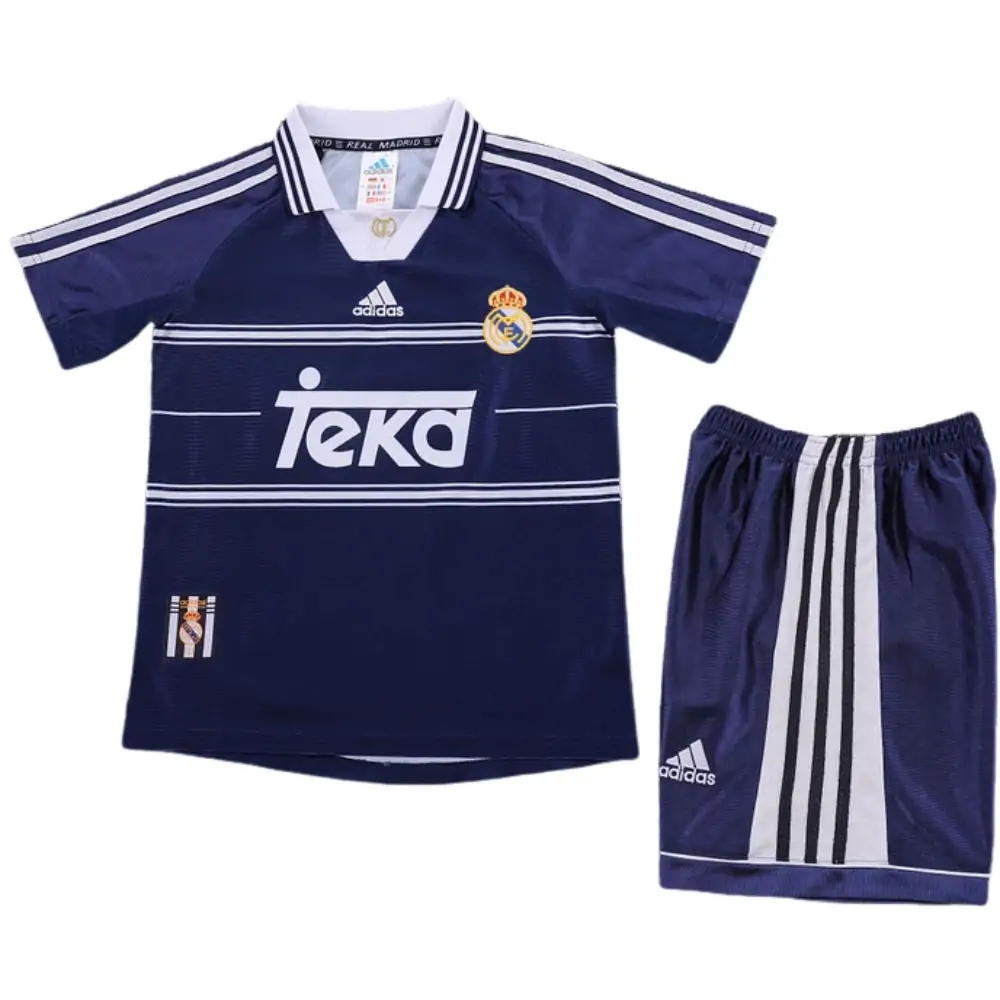 1998-99 Real Madrid Away Retro Children's Jersey Set - Fans Edition