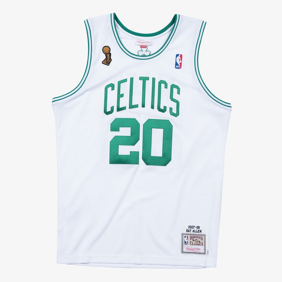Men's Ray Allen White Boston Celtics 2007/08 Hardwood Classics Authentic Jersey