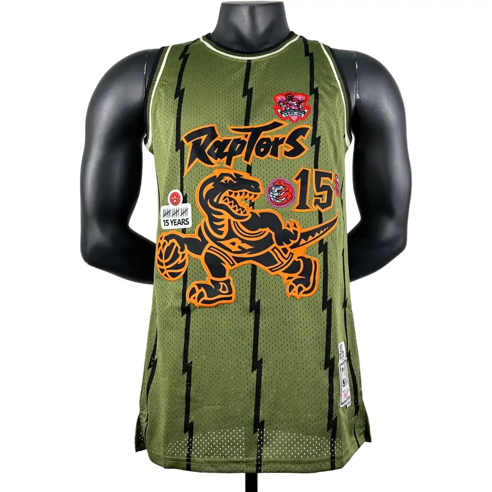 Embroidered MN Retro Jersey Raptors 98/99 Season Army Green No. 15 Carter