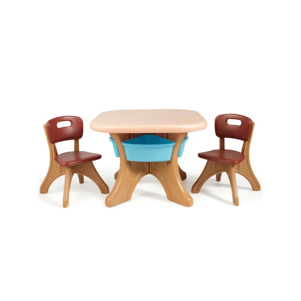 Resenkos Children Kids Activity Table & Chair Set Play Furniture W/Storage-Coffee, Small Folding Table for Arts & Crafts, Snack Time, Homeschooling, Homework
