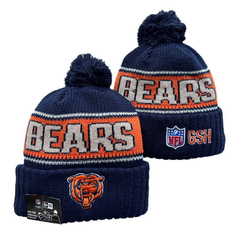 New Era Navy Chicago Bears  Cuffed Knit Hat with Pom