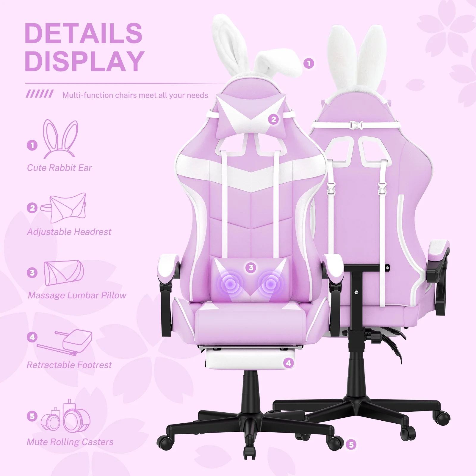 SOONTRANS Green Gaming Chair with Footrest, High Back Gamer Chair with Massage Lumbar Pillow, Gamer Computer Desk Chair (Green)