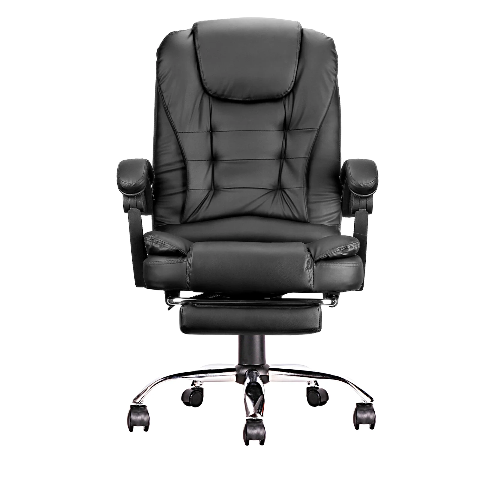 iMucci Office Chair Big High Back PU Leather Computer Desk Chair, 300lbs Heavy Duty Ergonomic Adjustable Executive Swivel Chair with Leg Rest and Lumbar Support, Black