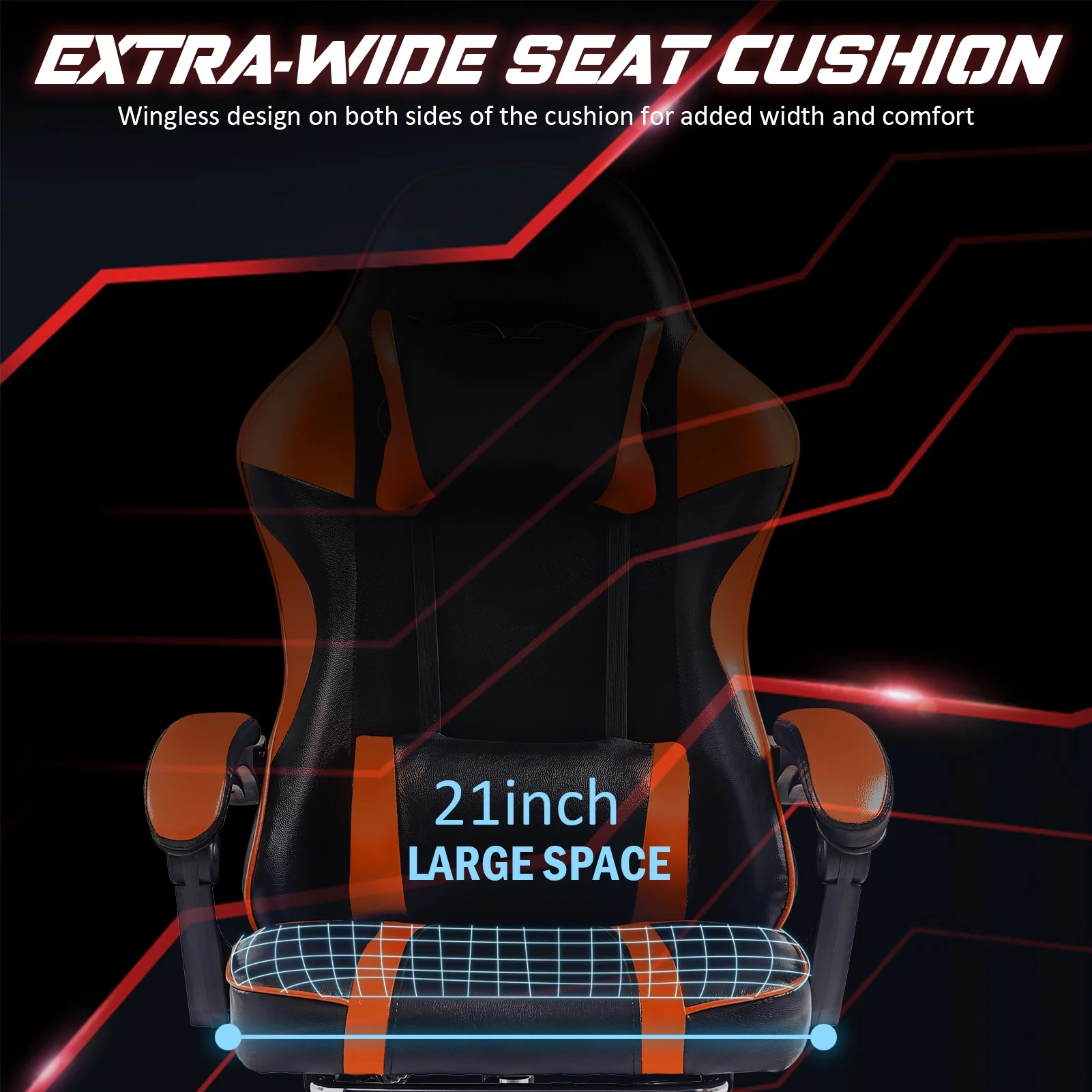 Gaming Chair, Computer Chair with Wheels, Adjustable Height Pu Leather Gamer Chair Office Desk Chair, Ergonomic Video Game Chair for Adults