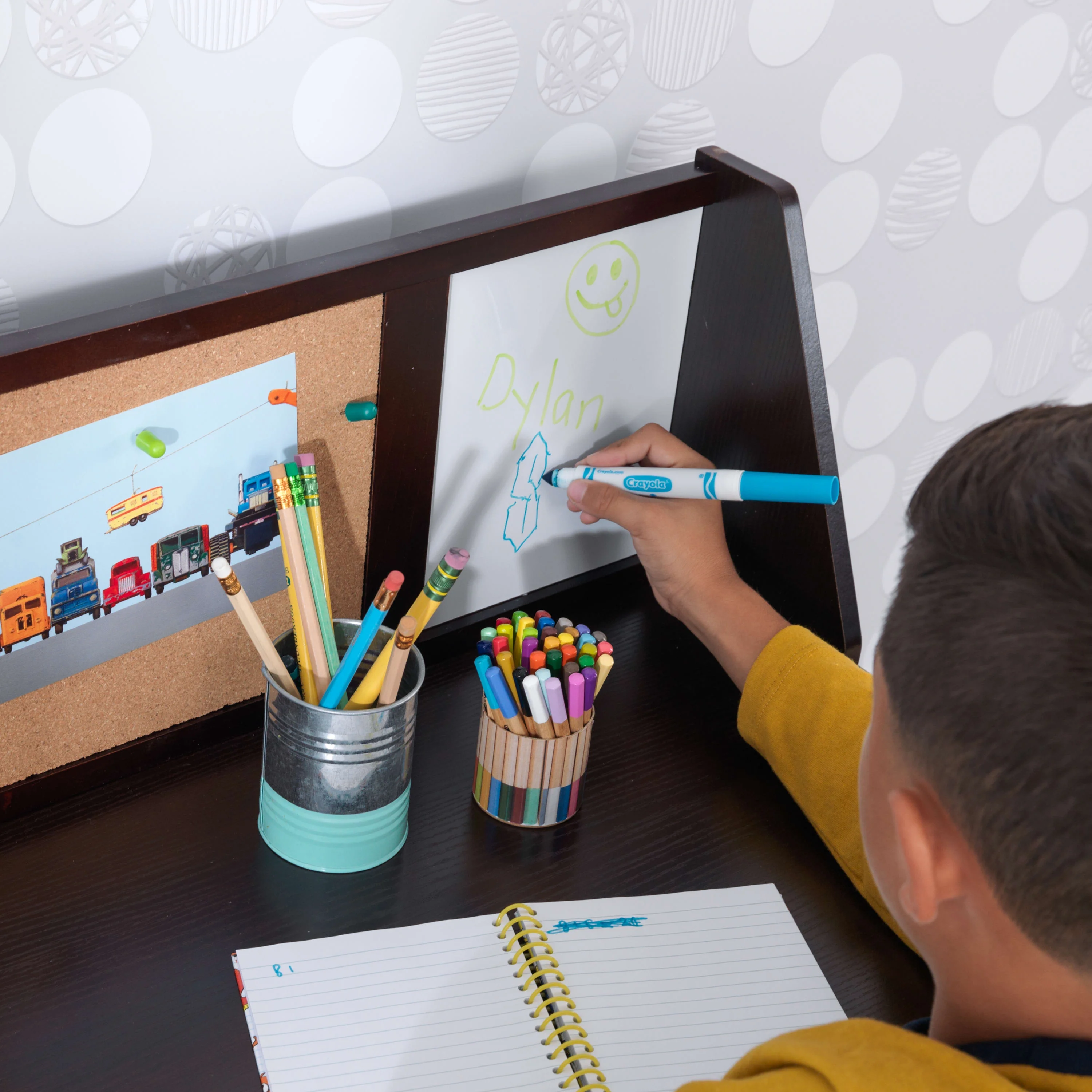 KidKraft Children's Wooden Study Desk with Chair, White, for Ages 5