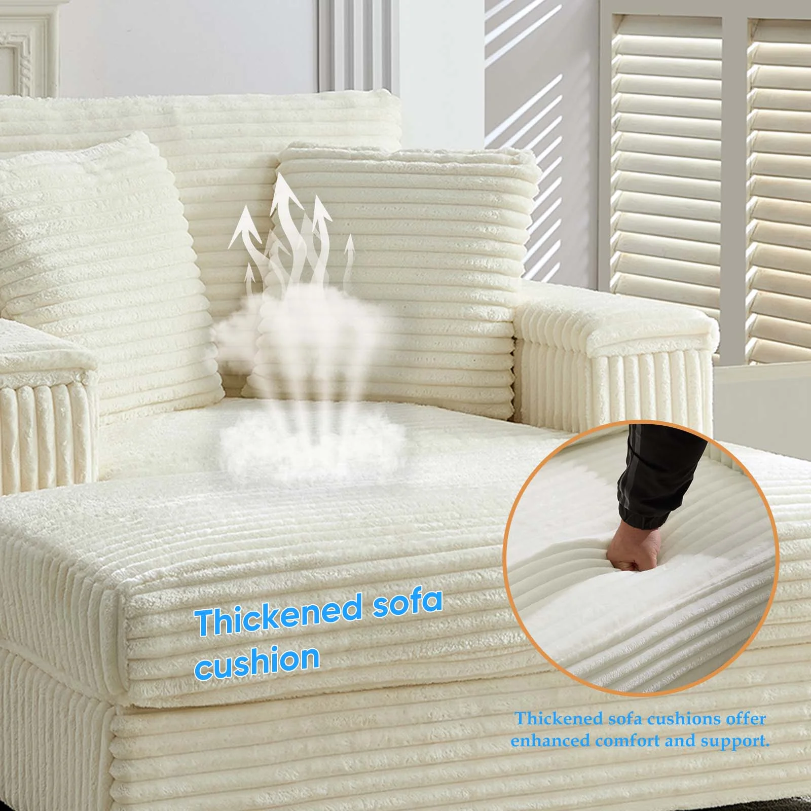 Mjkone Oversized Accent Chair?with Ottoman for Living Room, Single Indoor Lounge Sofa Armchair with Storage Armrests,Green