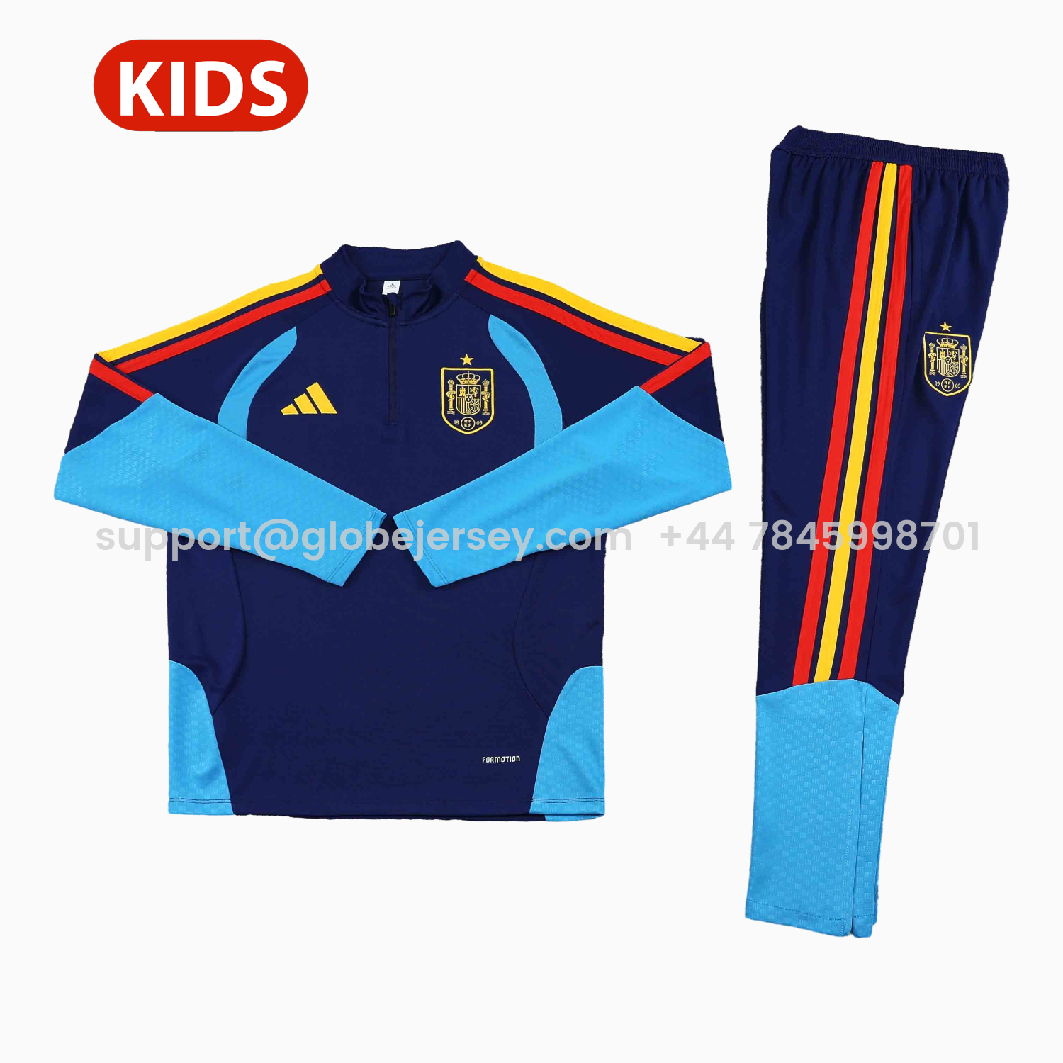 Spain 2026 Kids Long Sleeve Training Set - Deep Blue Top & Pants