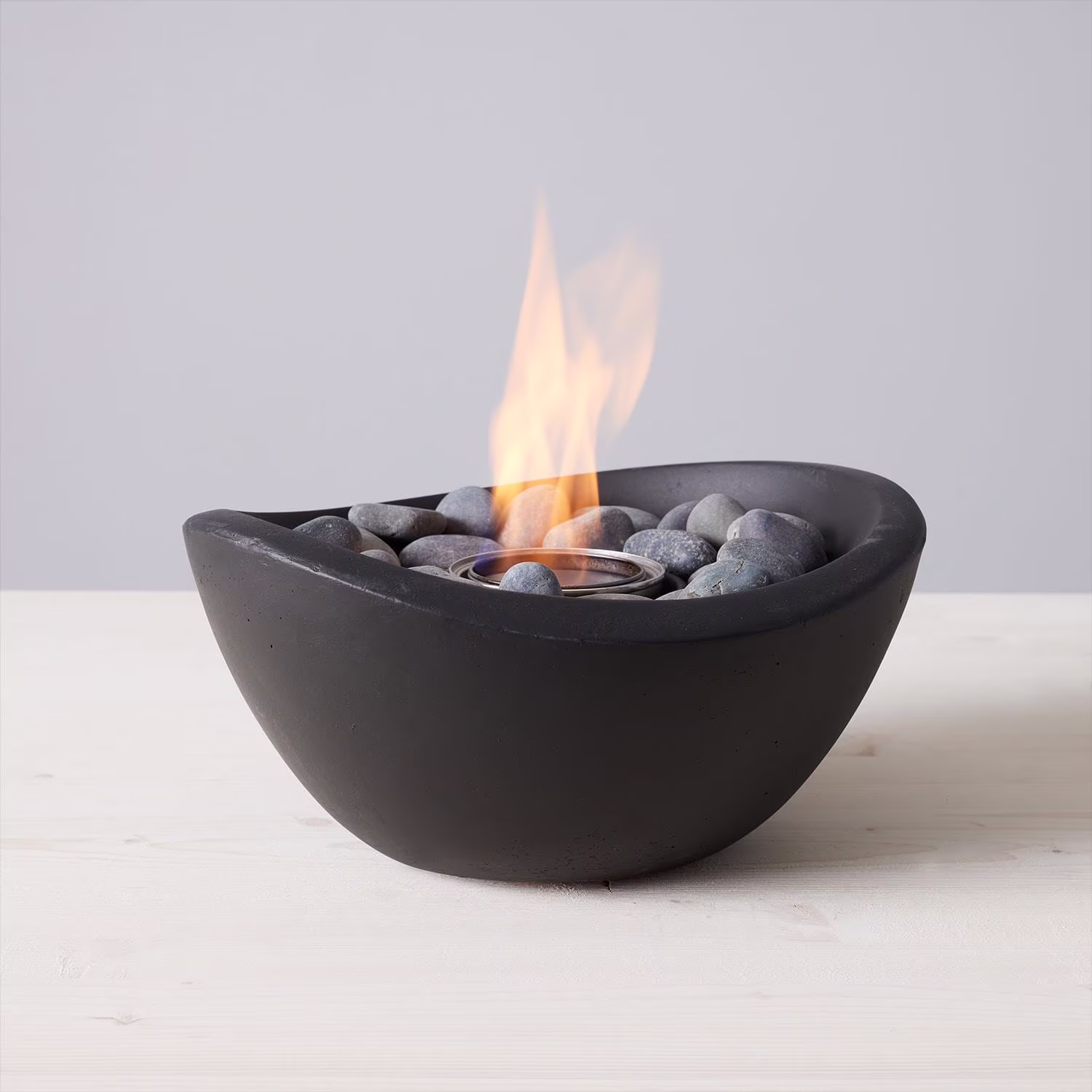 TerraFlame Wave Table Top Fire Bowl Gel Fuel - Stone Cast - Graphite