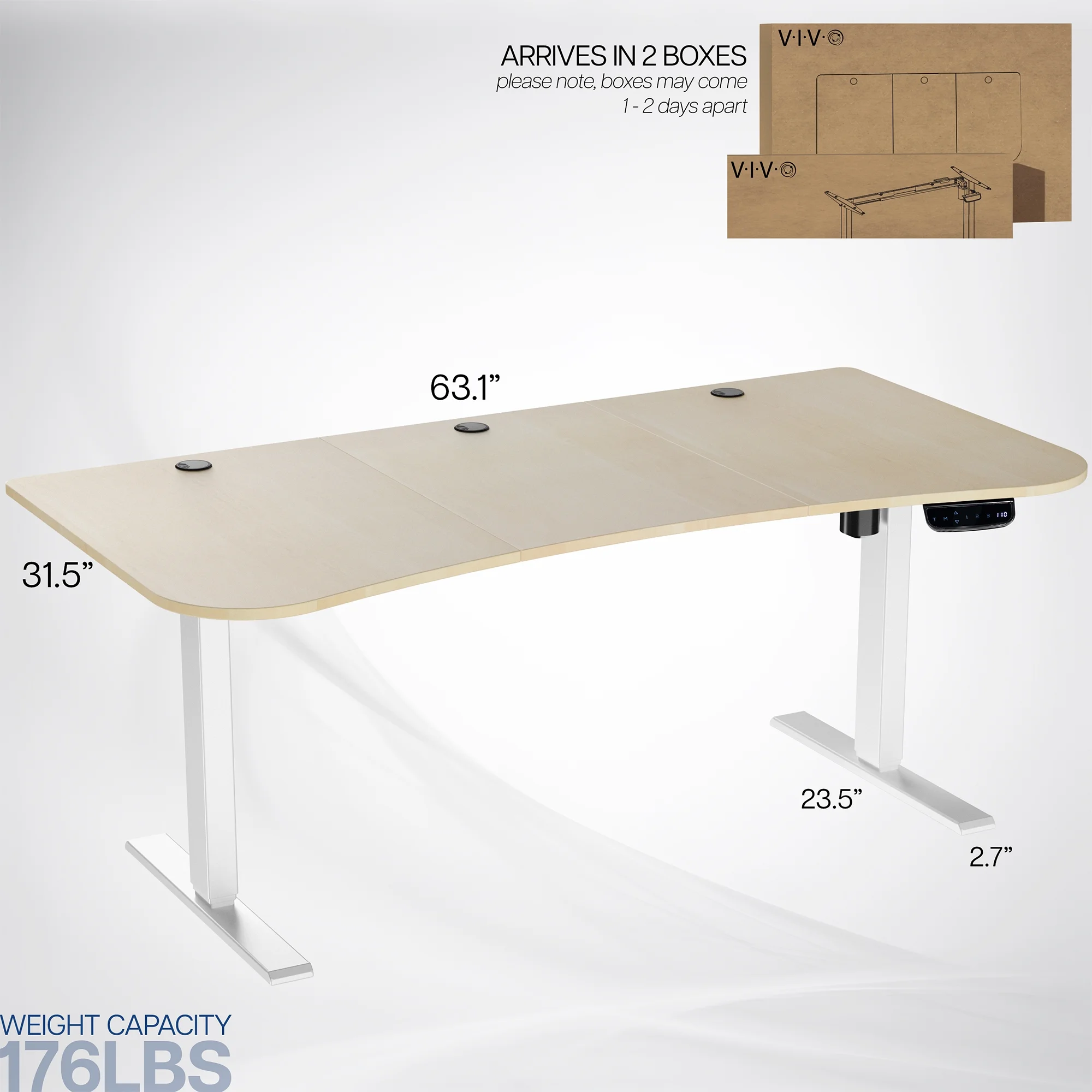 VIVO Reclaimed Wood / Black 63�?x 32�?Electric Height Adjustable Stand Up Desk