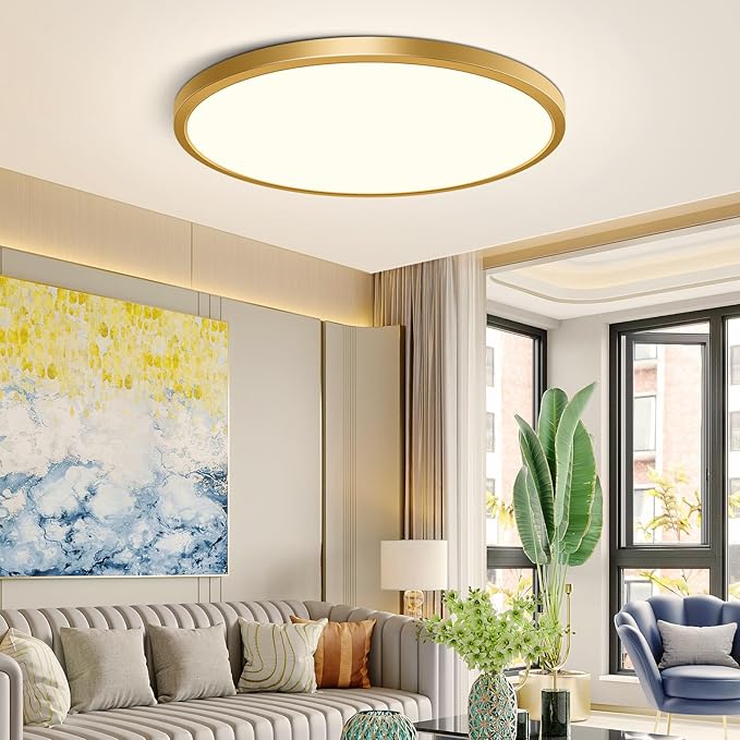 12Inch Gold Flush Mount Ceiling Light Fixture