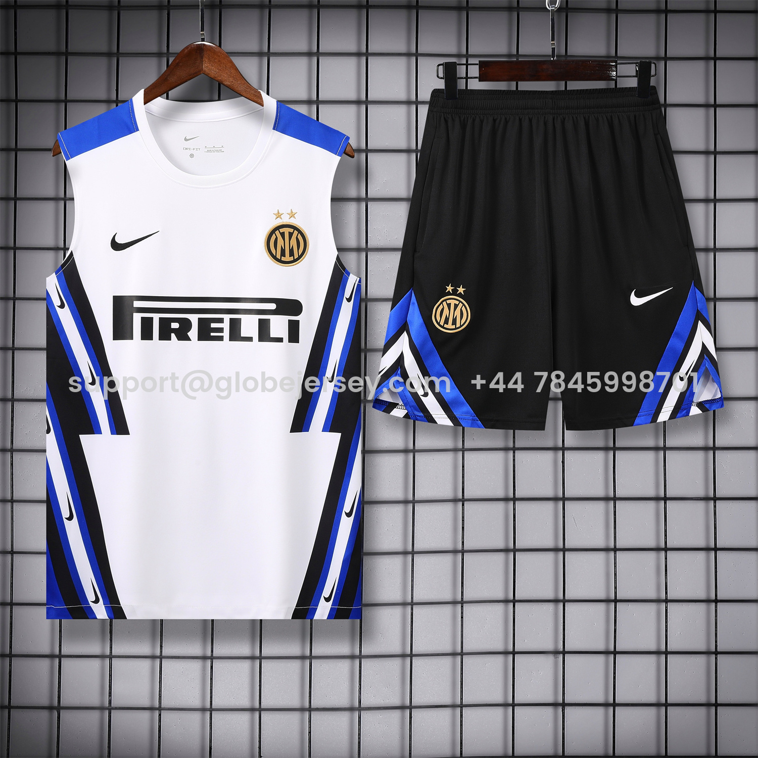 Inter Milan 25-26 Vest Training Set - White Vest & Black Shorts