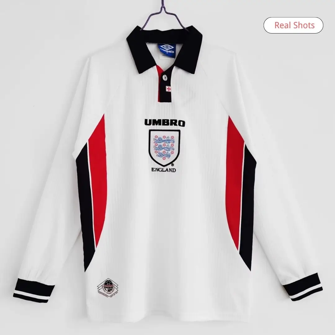 England 1998 Home Long Sleeve Retro Soccer Jersey