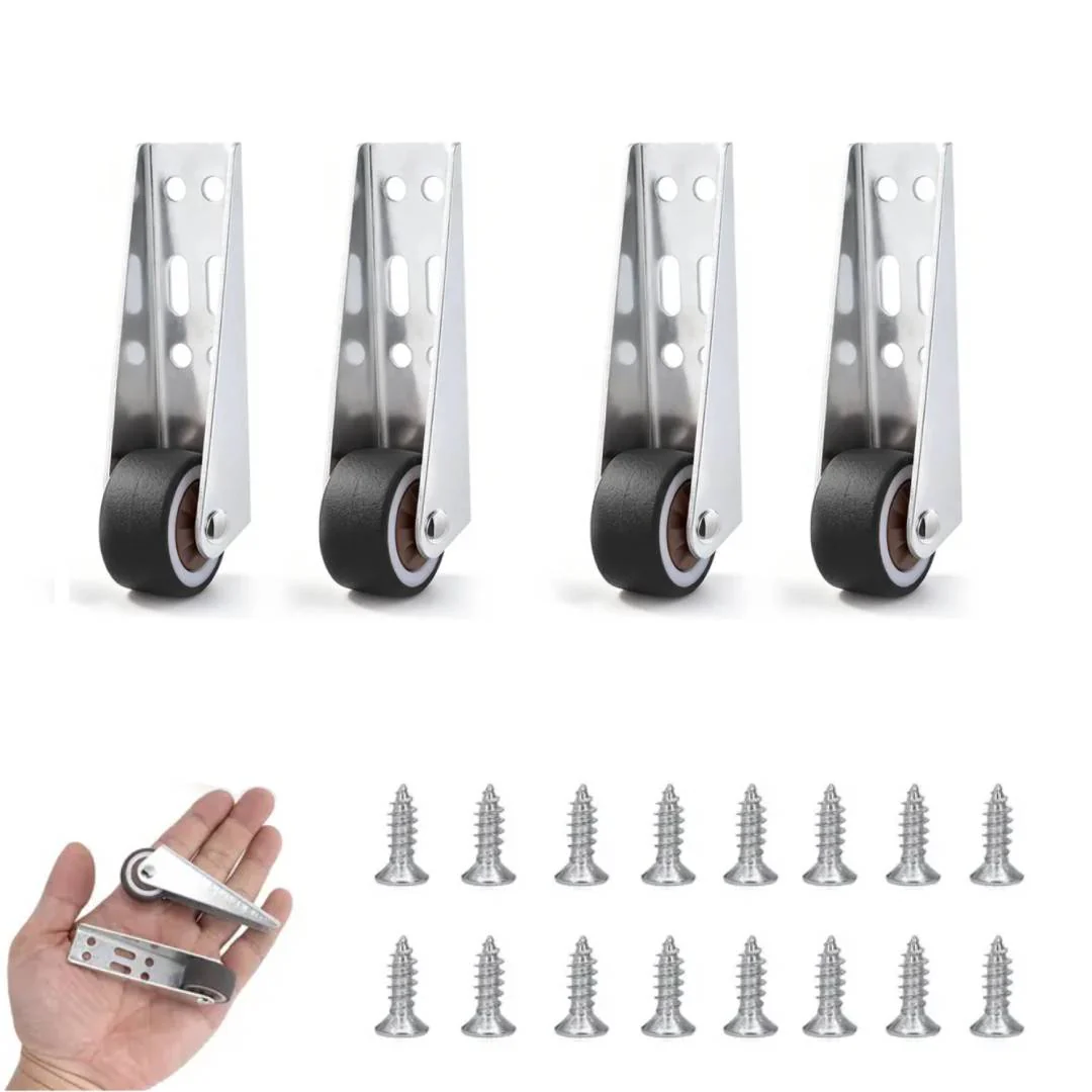 Vertical Track Roller Wheel, Heavy Duty 110LBS Sliding Door Bottom Guide, Anti-Wobble Door Stop, Nylon Wheel & Aluminum Bracket, Smooth Quiet Sliding, Easy to Install Replacement Parts for Barn Door, Interior Door, Wardrobe, Cabinet, Closet Organizer