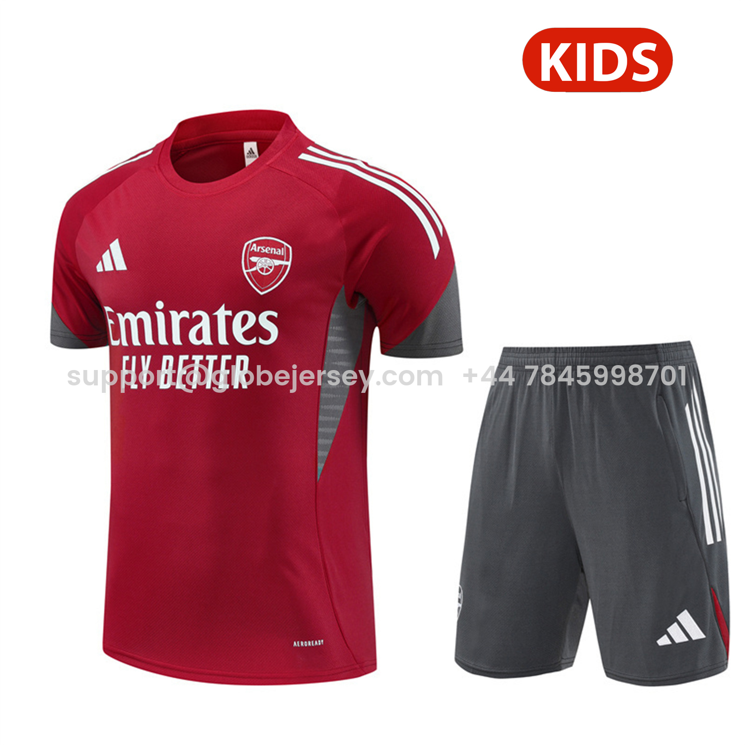 Arsenal 25-26 Kids Short-Sleeve Training Set - Red Top & Green Shorts