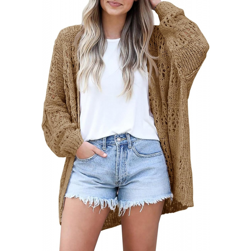 Women's Crochet Cardigan Sweater Kimonos Boho Solid