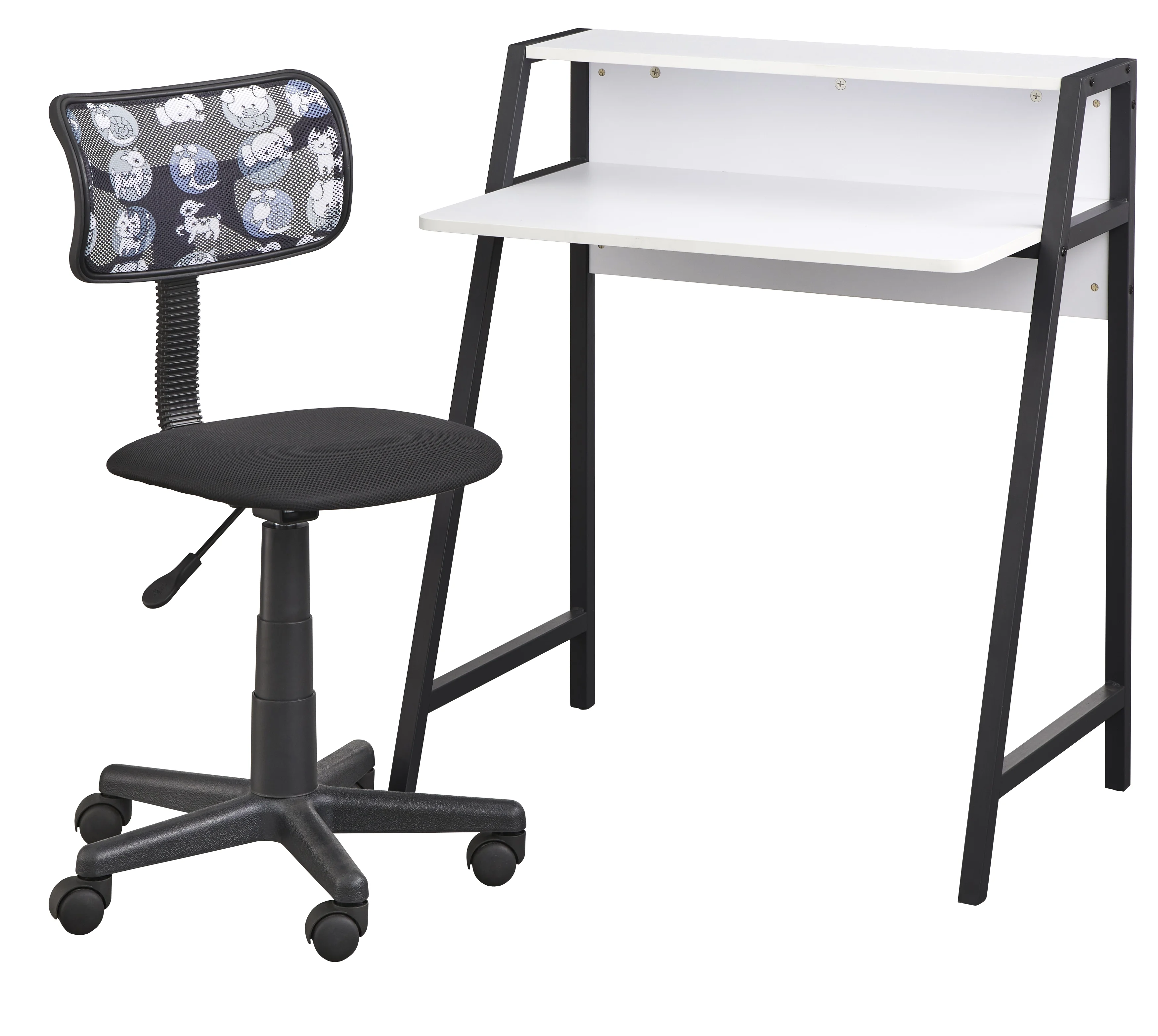 TMS Focus Kids Metal Frame Desk and Swivel Task Chair Set, Orange/White
