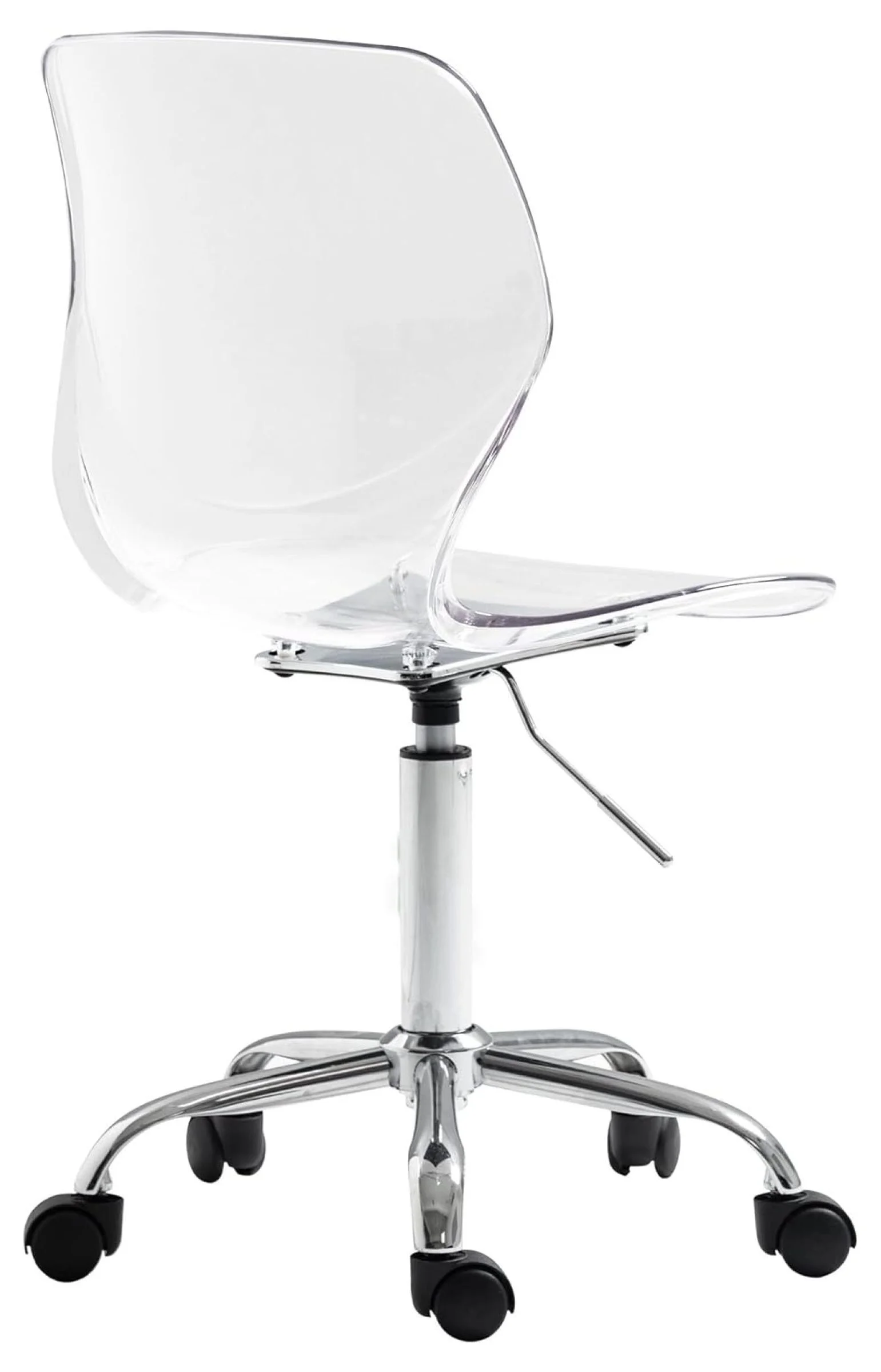 Echoworld Clear Rolling Chair, Armless Desk Chair with Golden Feet Swivel Molded Plastic Shell Adjustable Home Office Chair with Wheels, Clear