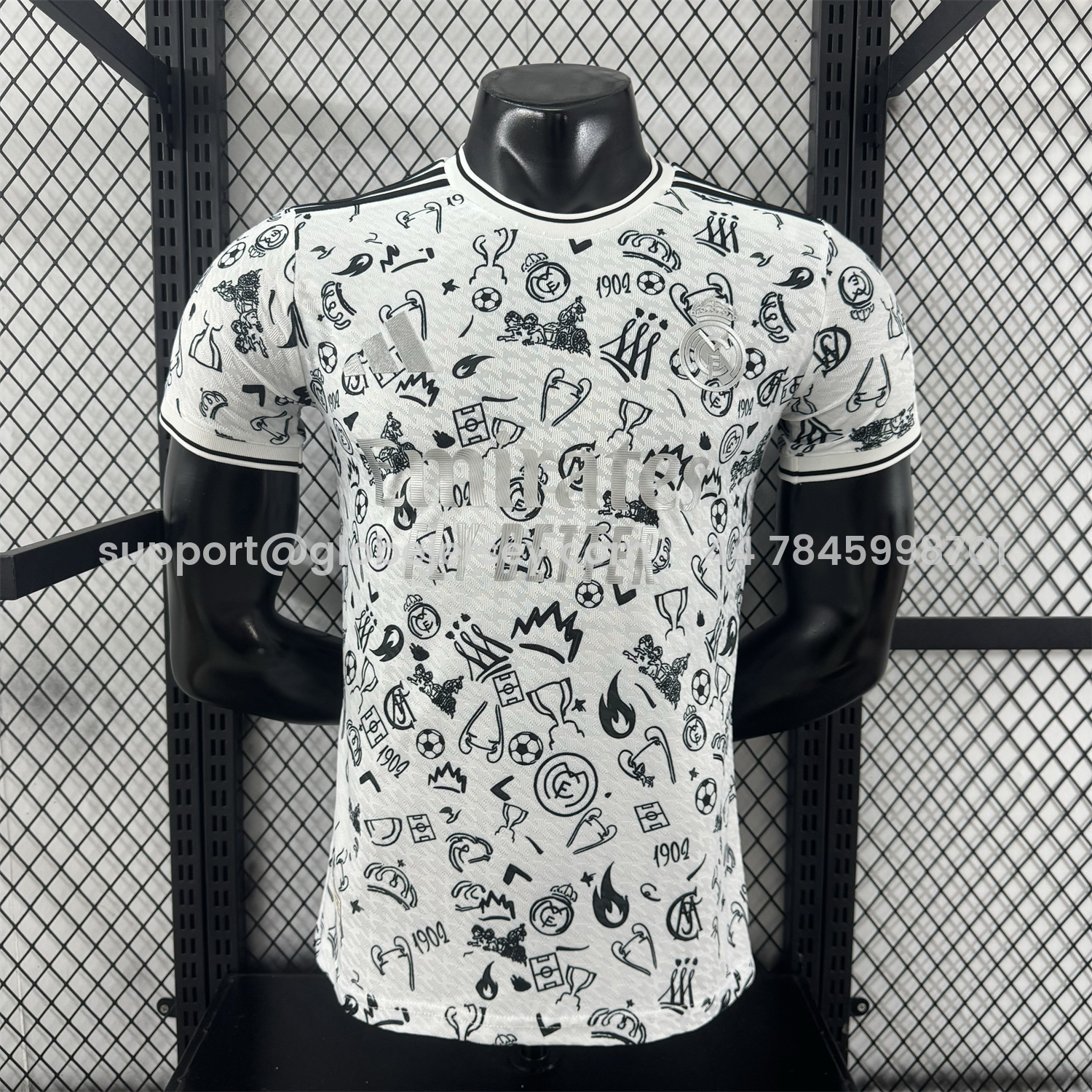 Real Madrid 25-26 White Special Jersey with Black Emoji Icons - Player Version