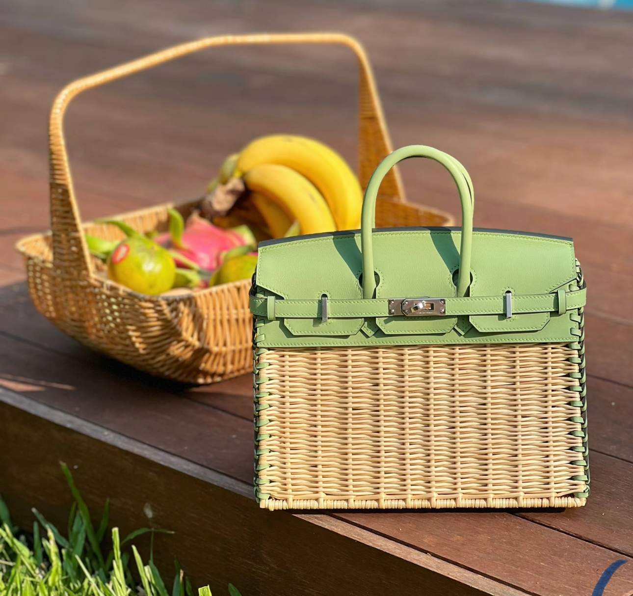 Hermès Picnic Sellier Birkin 25 Avocado Green Swift Palladium Hardware