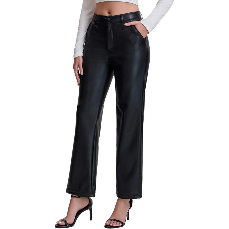 Women's High Waist Faux Leather Pants