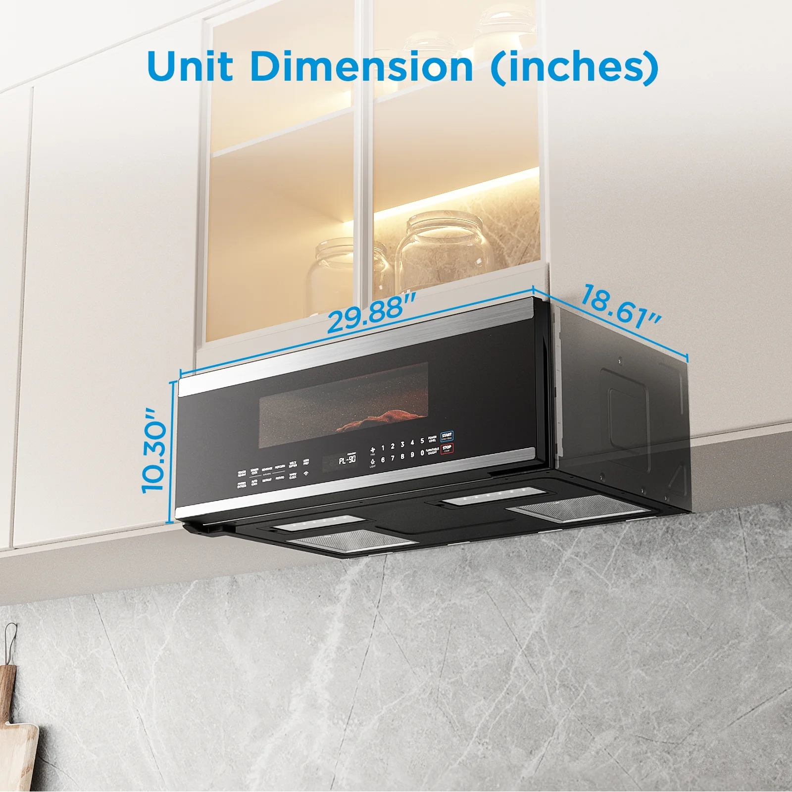 Midea 1.2 Cu. Ft. 30in Slim Over-the-Range Microwave with Sensor Cooking, MMO12S3AST