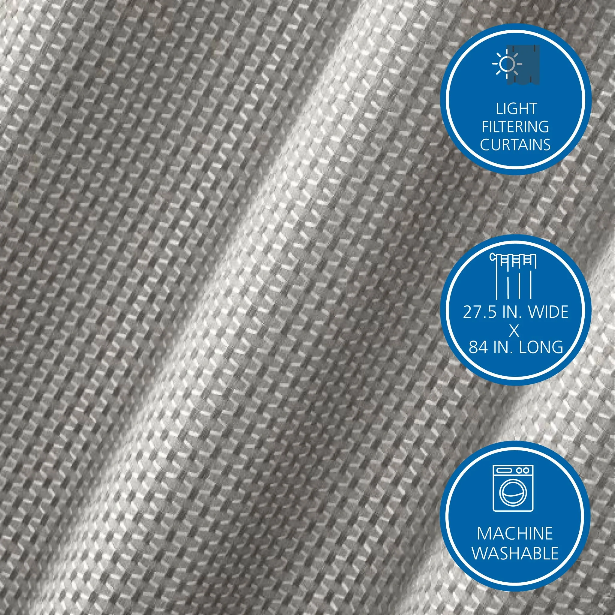Mainstays 4 Piece Wave Jacquard Curtain Panel Set, 27.5