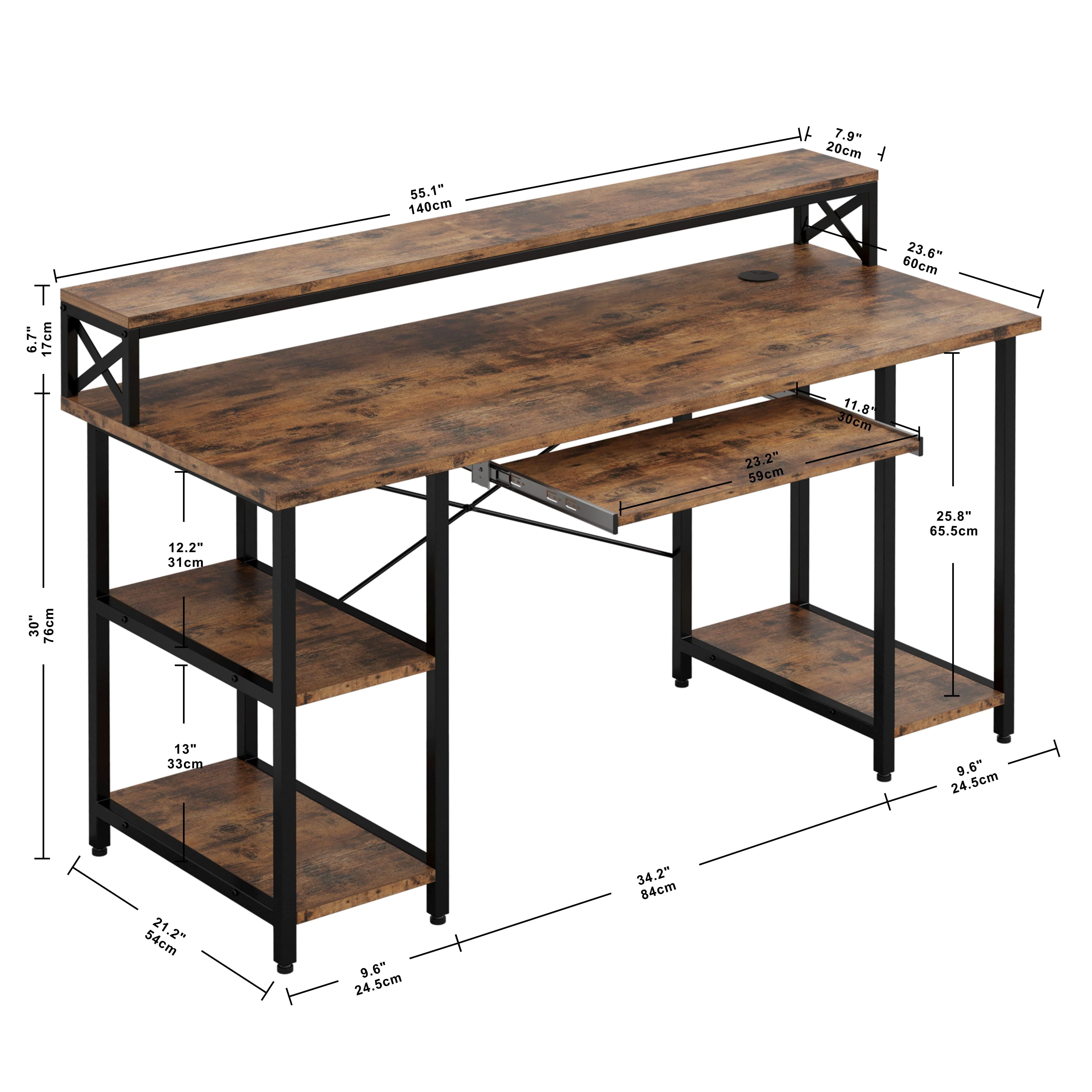 IRONCK Industrial Computer Desk 55