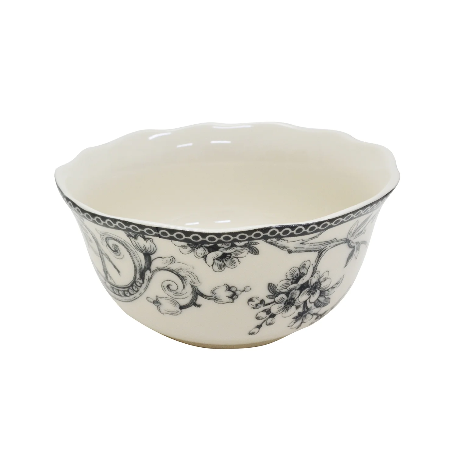 222 Fifth Adelaide Round 16-Piece Porcelain Dinnerware Set, Black Toile