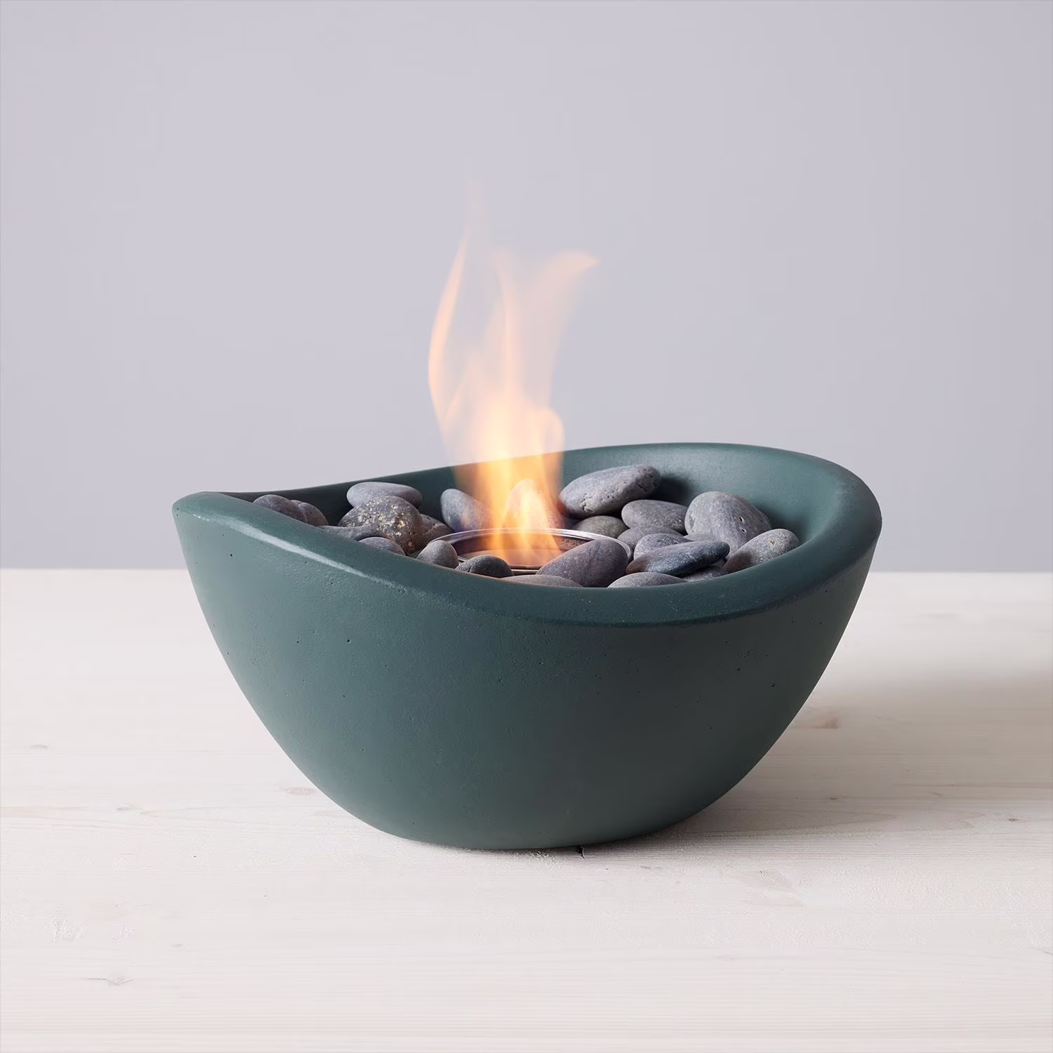 TerraFlame Wave Table Top Fire Bowl Gel Fuel - Stone Cast - Graphite