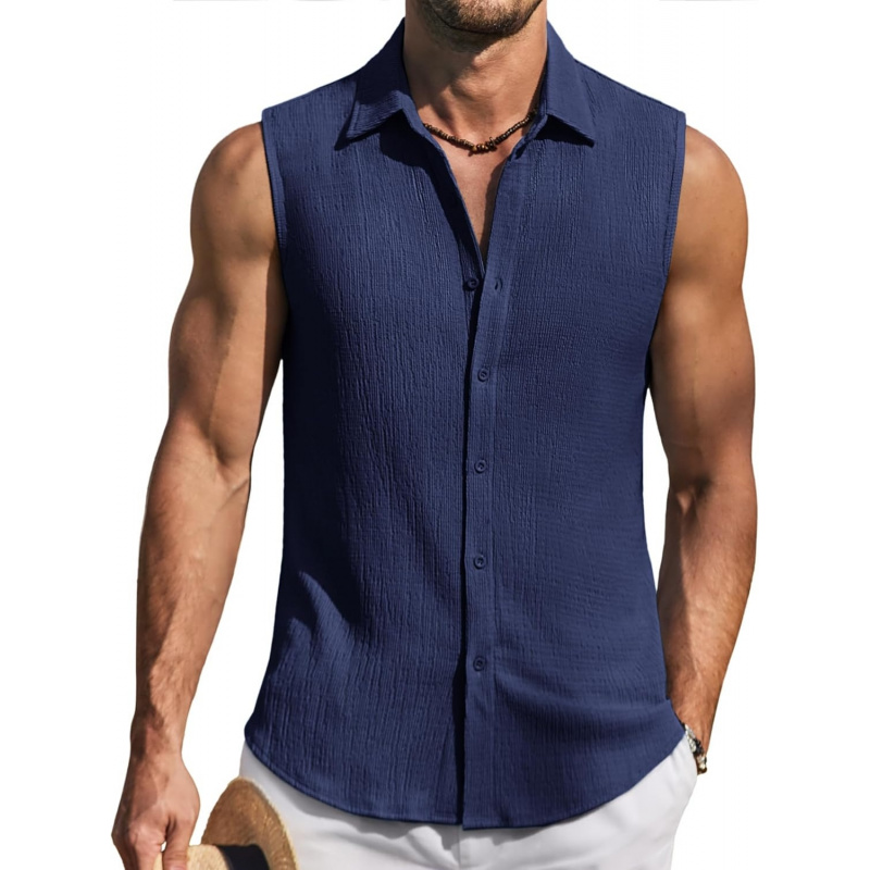 Men's Summer Sleeveless Shirts Beach Knit
