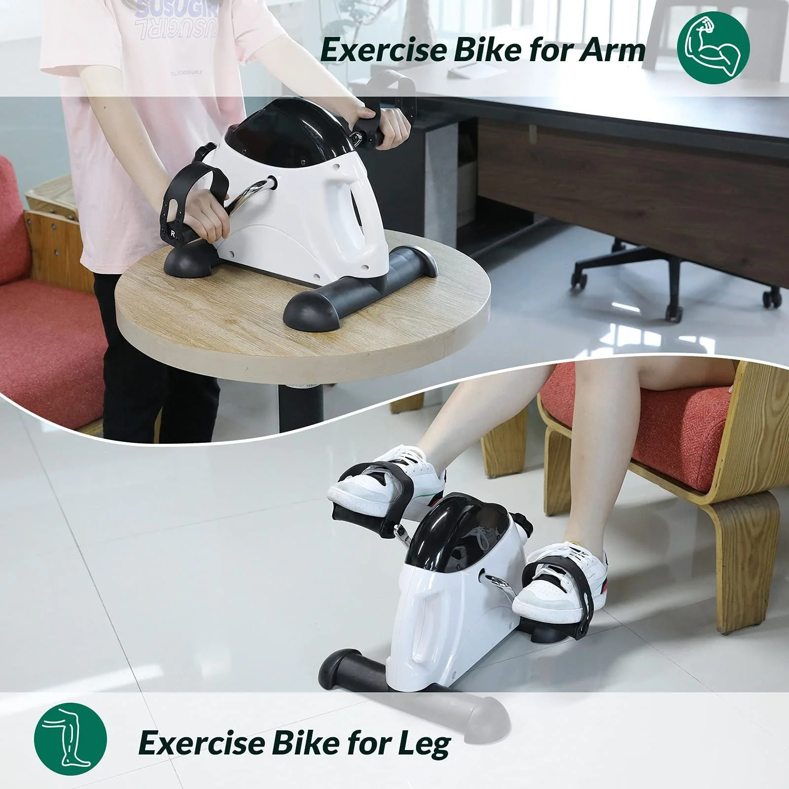 VIVIJASON Pedal Exerciser - Folding Portable Exercise Peddler - Under Desk Mini Exercise Bike for Arm/Leg Workout - Adjustable Fitness Rehab Equipment for Elderly Seniors with LCD Display
