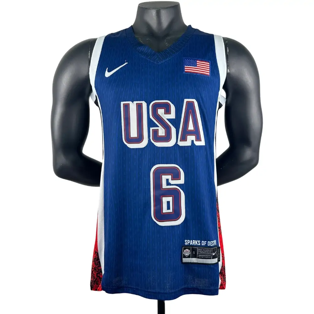 Embroidered 24th season USA team navy blue No. 6 James