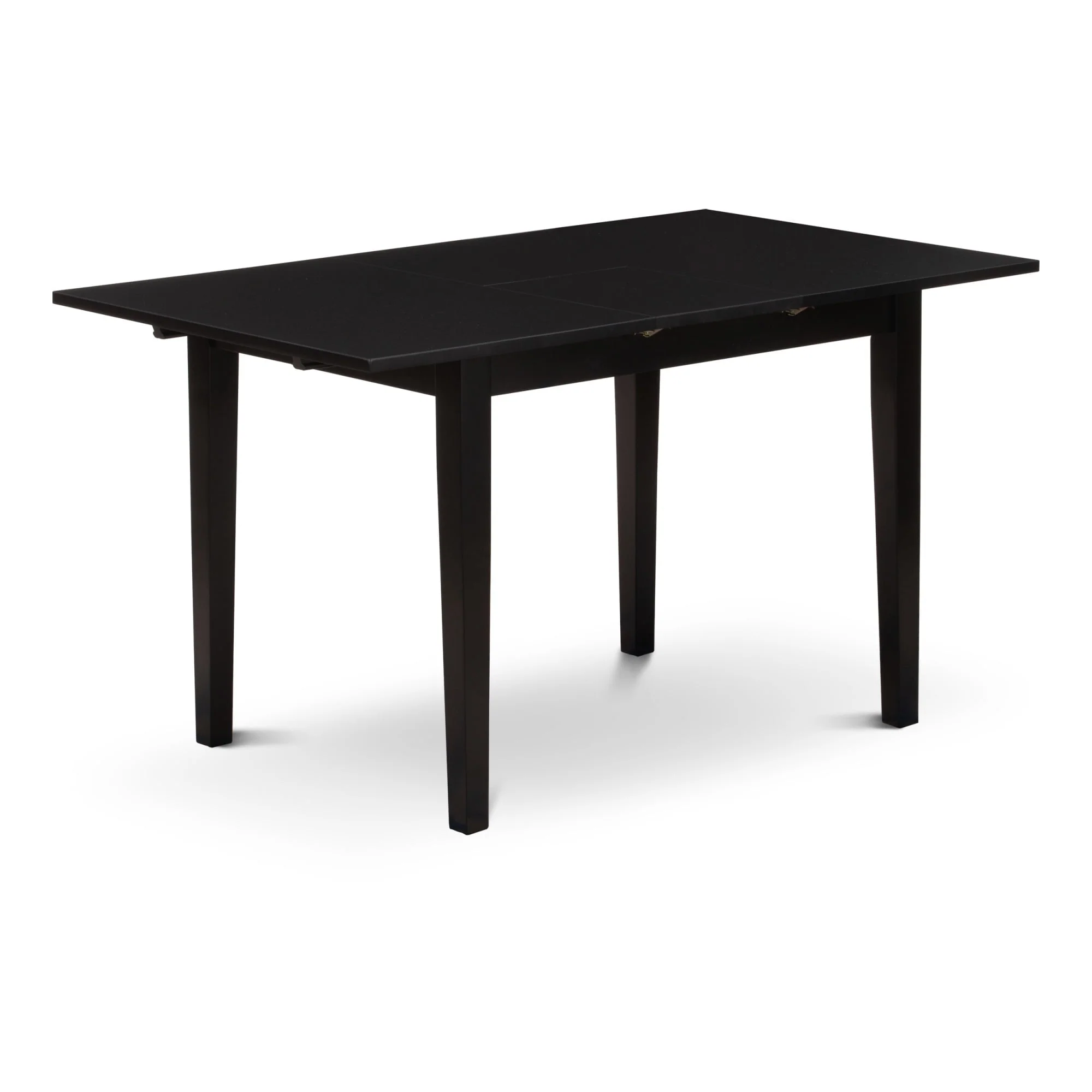 East West Furniture NFFO5-BLK-01 5-Pc Dinette Room Set Includes 1 Butterfly Leaf Dining Room Table and 4 Cream Linen Fabric Dining Chair with Button Tufted Back - Black Finish