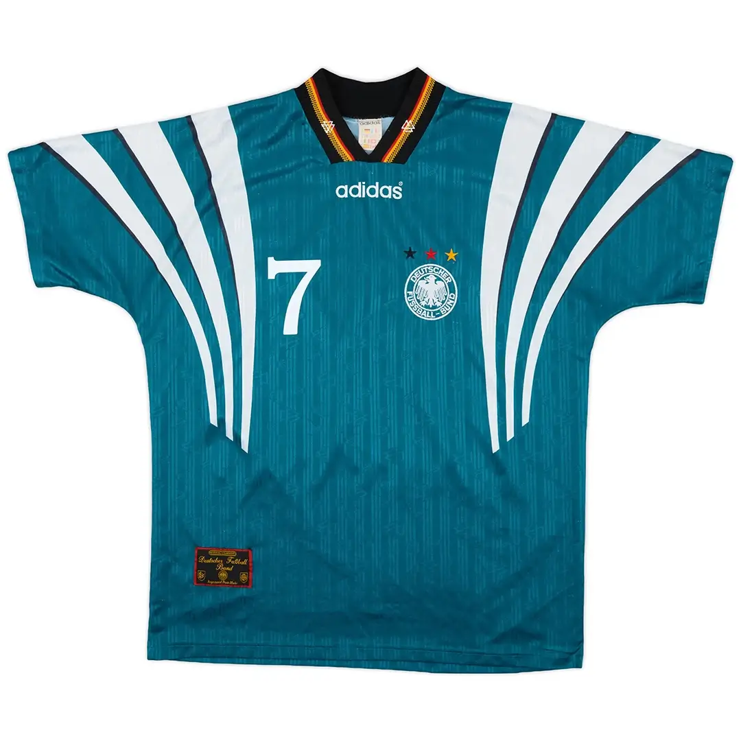 Retro Möller #7 Germany Away Football Jersey Euro Cup 1996