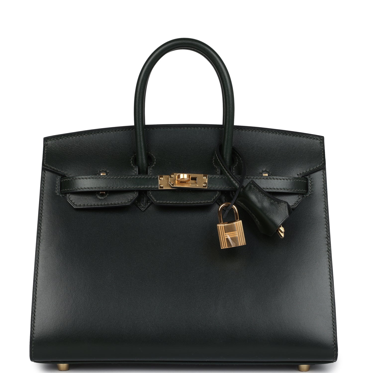 Birkin Sellier 25 Vert Fonce Box Gold Hardware