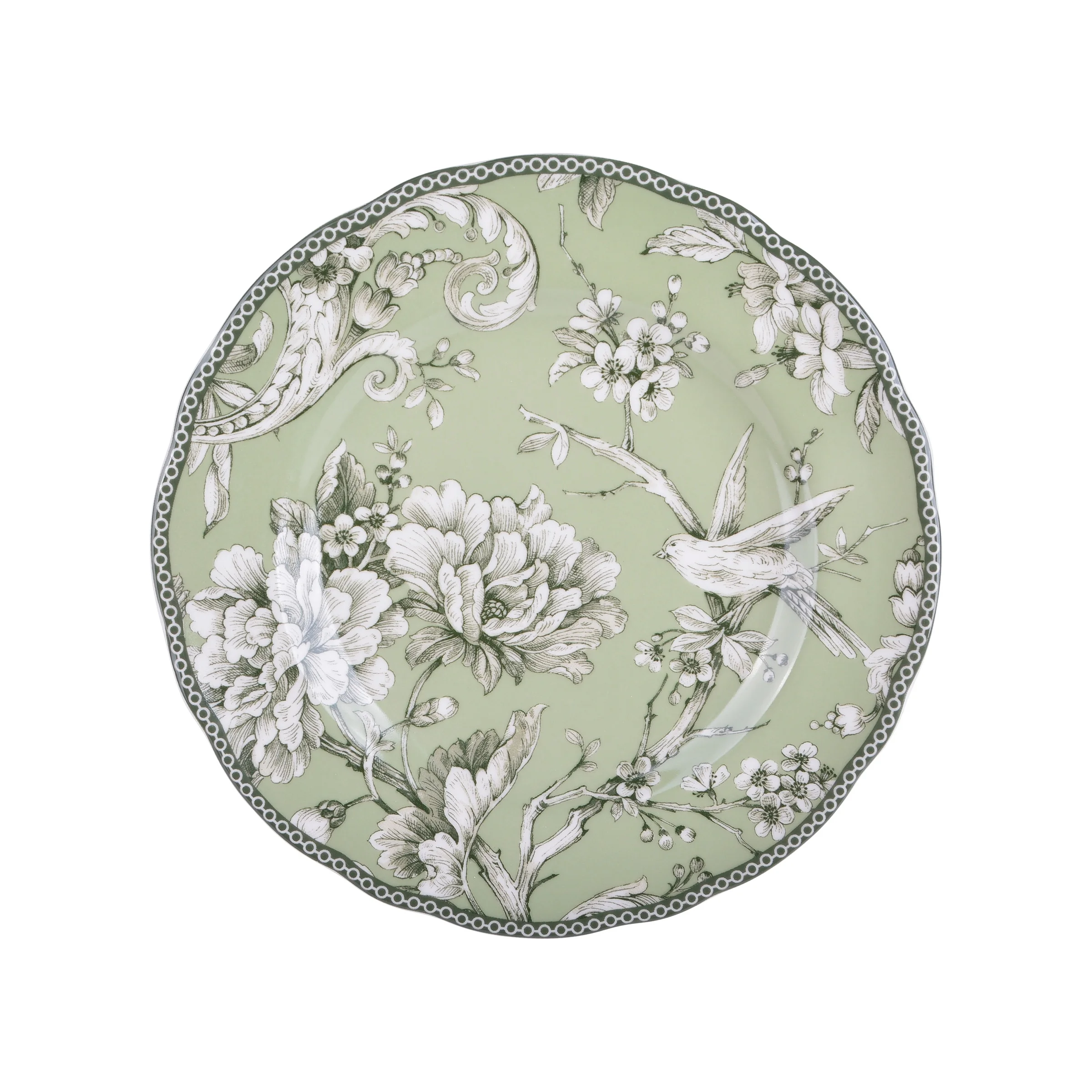 222 Fifth Adelaide Brown on White Porcelain 12 Piece Dinnerware Set, Plates & Bowls, Service for 4