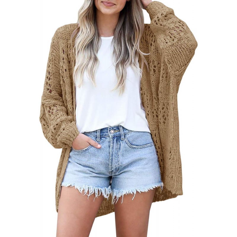 Women's Crochet Cardigan Sweater Kimonos Boho Solid