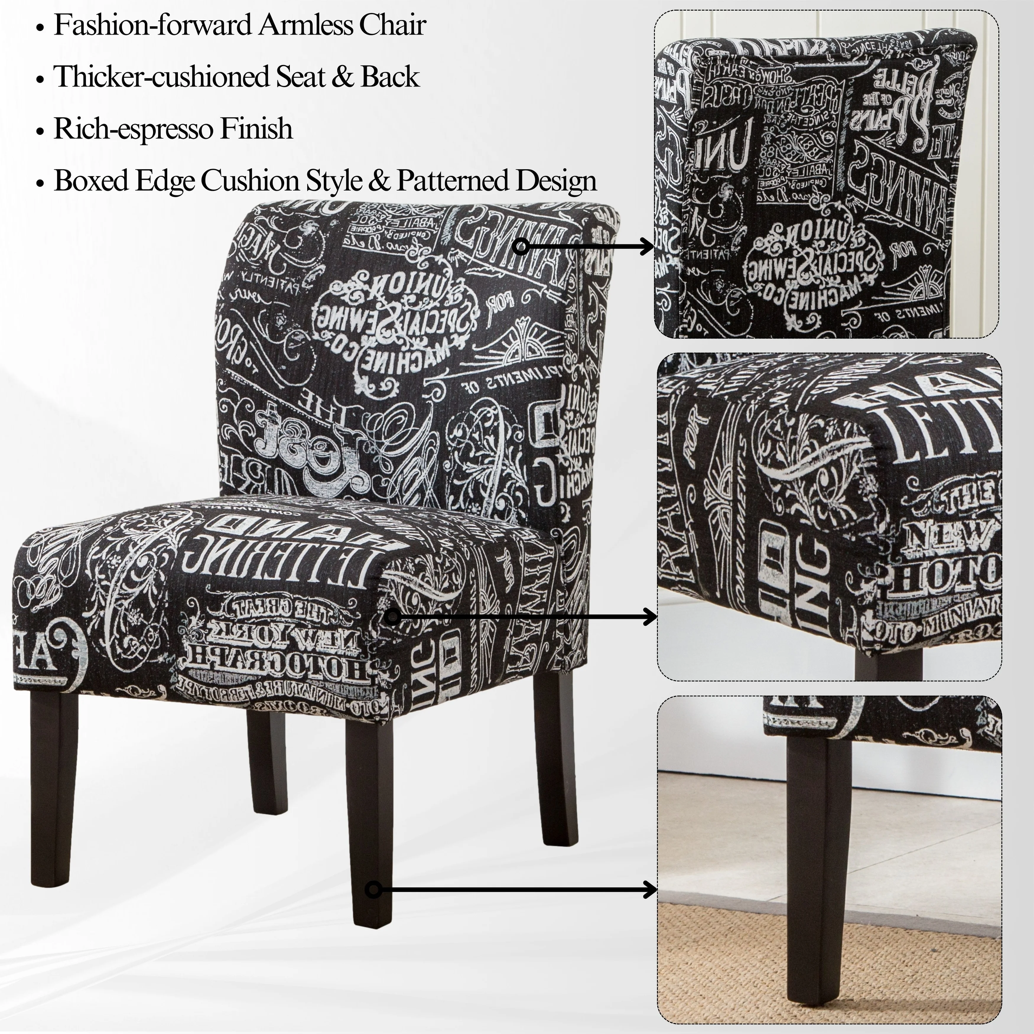 The Curated Nomad  Pavilion Upholstered Armless Accent Slipper Chair Natural Floral