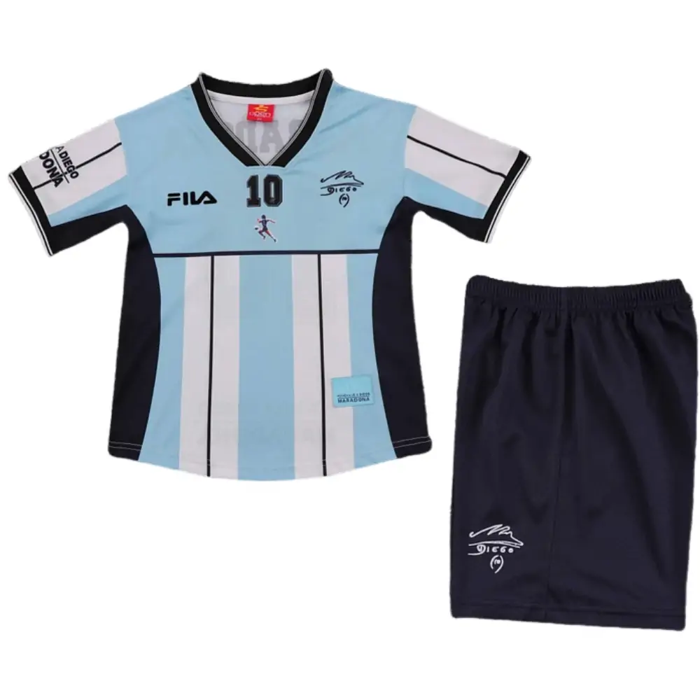 2001 Argentina Maradona #10 Commemorative Edition Retro Children's Jersey Set - Fans Edition