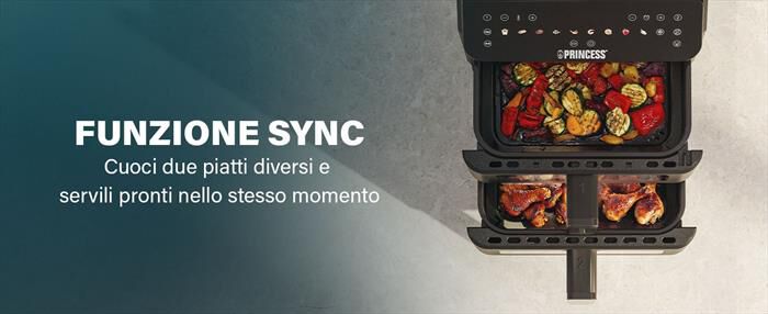 PRINCESS - Friggitrice ad aria DUAL VERTICAL-Nero