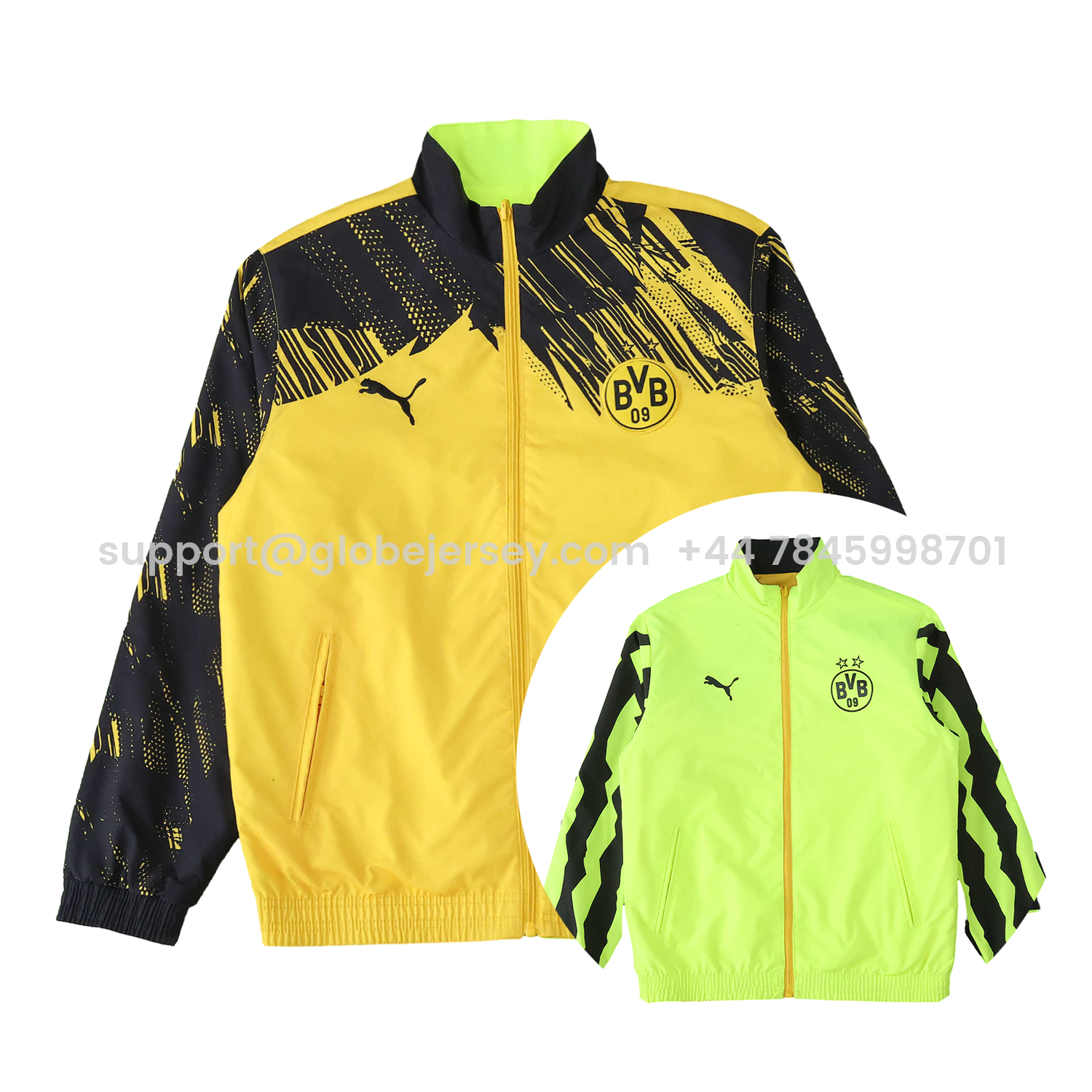 Dortmund 25-26 Double Sided Reversible Windbreaker - Green & Yellow