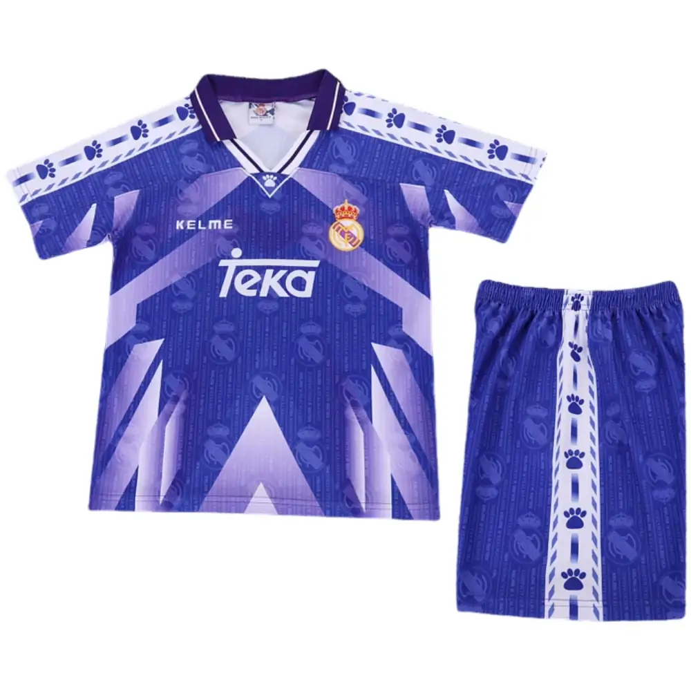1996-97 Real Madrid Away Retro Children's Jersey Set - Fans Edition