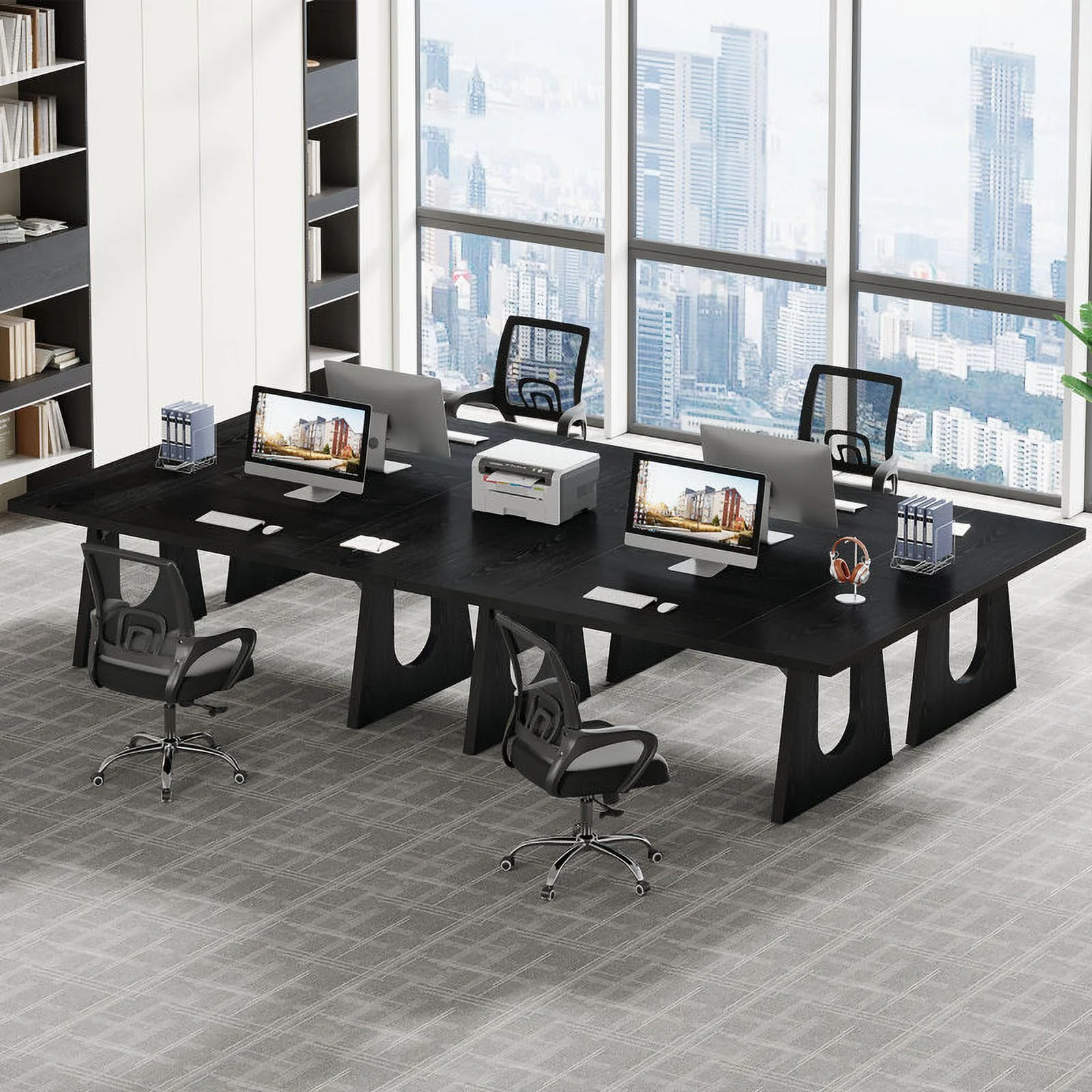 Tribesigns 70.9-Inch Executive Desk, Computer Office Desk, Modern Simple Desk with Large Desktop, Writing Desk Workstation Business Furniture for Home Office, Study, Metal Frame, Oak and Black