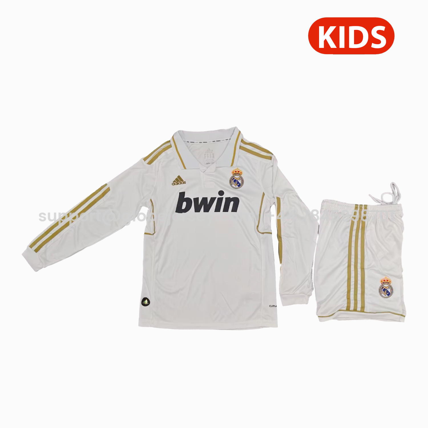 Retro Real Madrid 2011-12 Home Long Sleeves Kids Kit