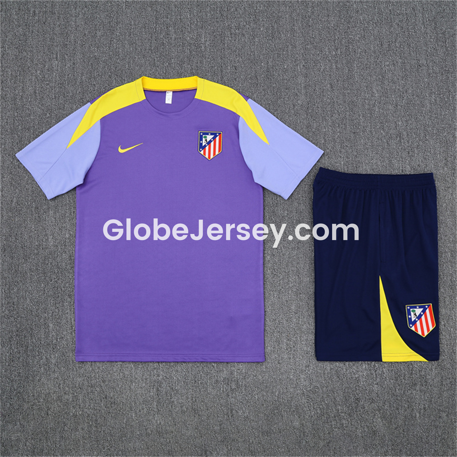 Atletico Madrid 25-26 Short-Sleeve Training Set - Purple Top & Royal Blue shorts