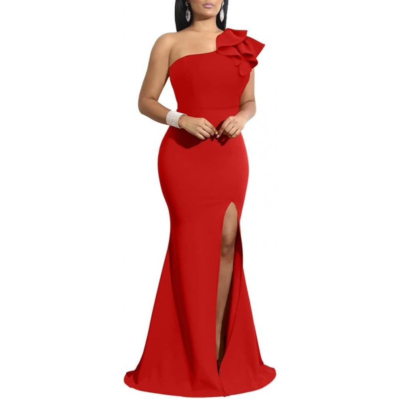 Women's Sexy Sleeveless One Shoulder Ruffle
