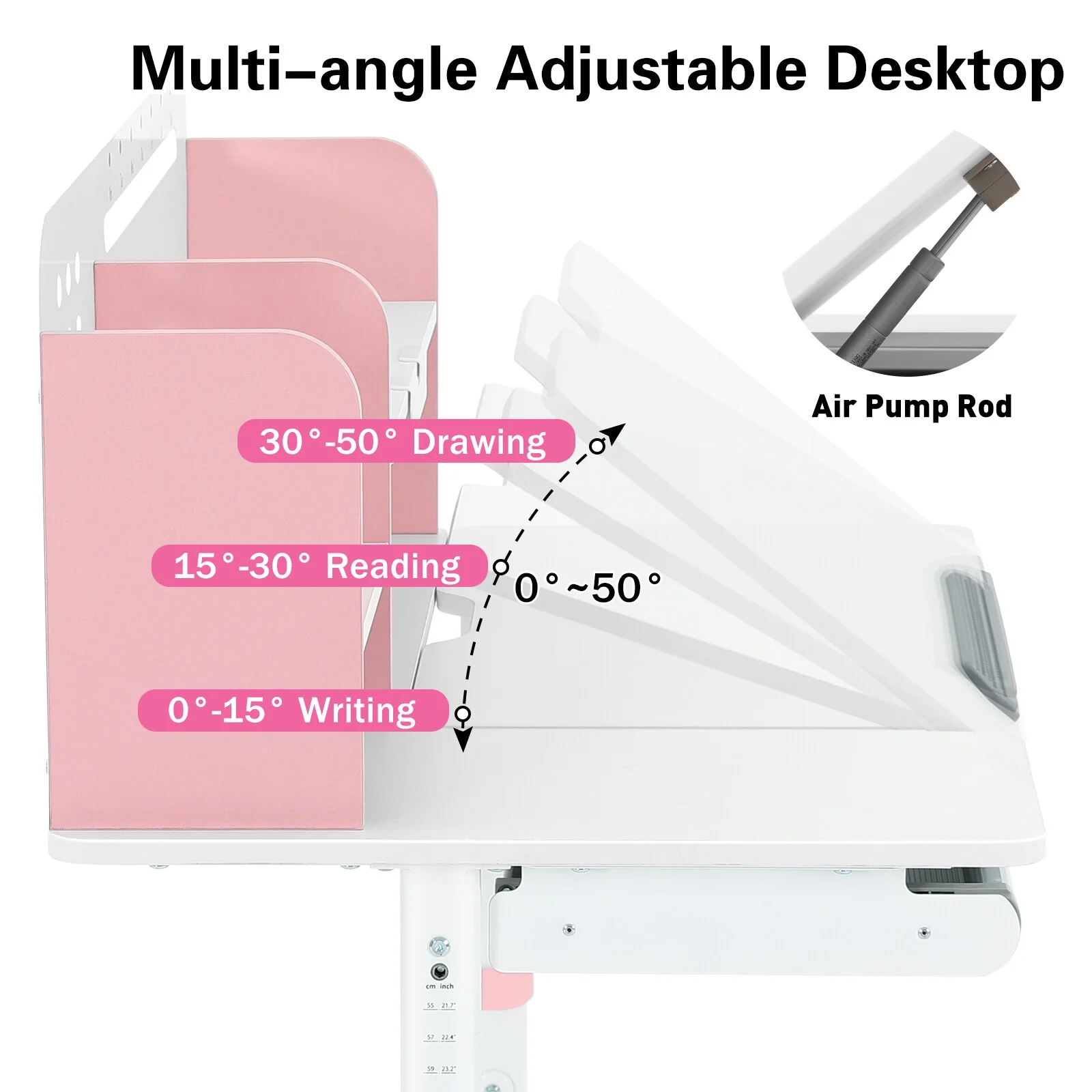 Adjustable Height Ergonomic Kids Study Desk & Chair Set Children Students Drafting Table Home School with Shelf,Drawer(Gray)