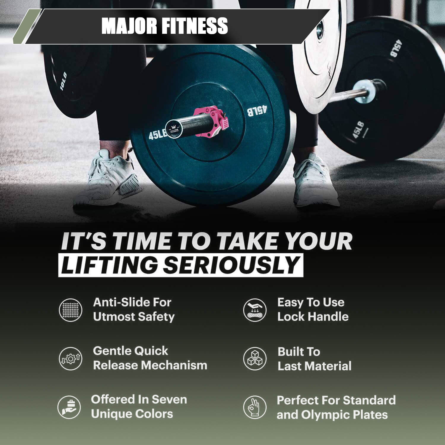 Major Fitness Barbell Collars | Olympic Barbell Clamps Sold In Pairs