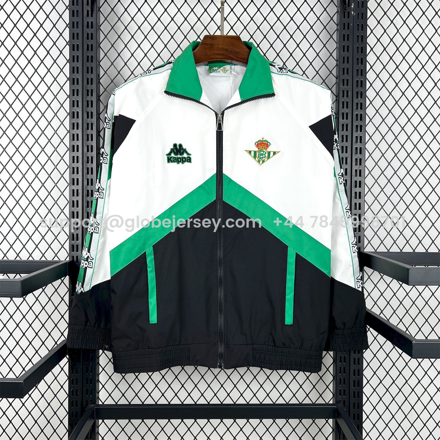 Retro Real Betis 1995-96 Black And White Windbreaker